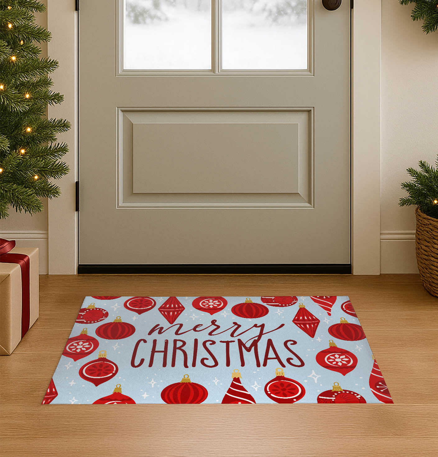 Ornaments Merry Christmas Seasonal Indoor Doormat