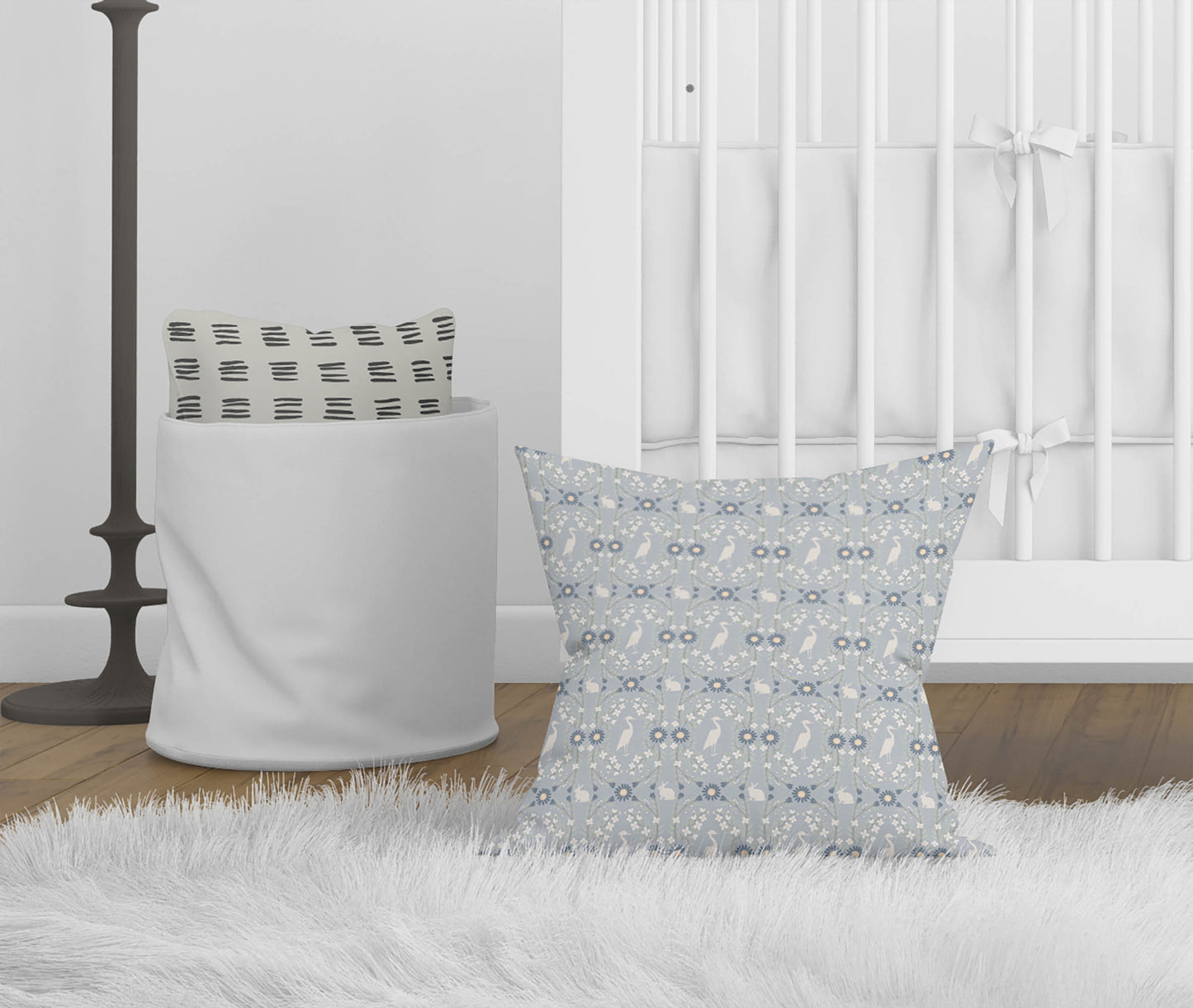 Storks & Bunnies Throw Pillow