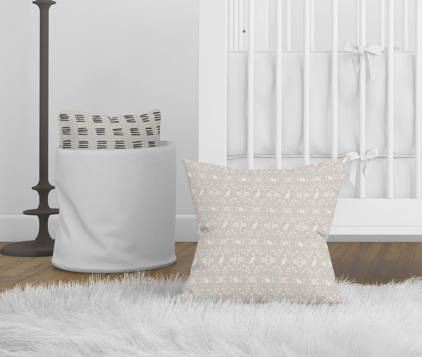 Storks & Bunnies Throw Pillow
