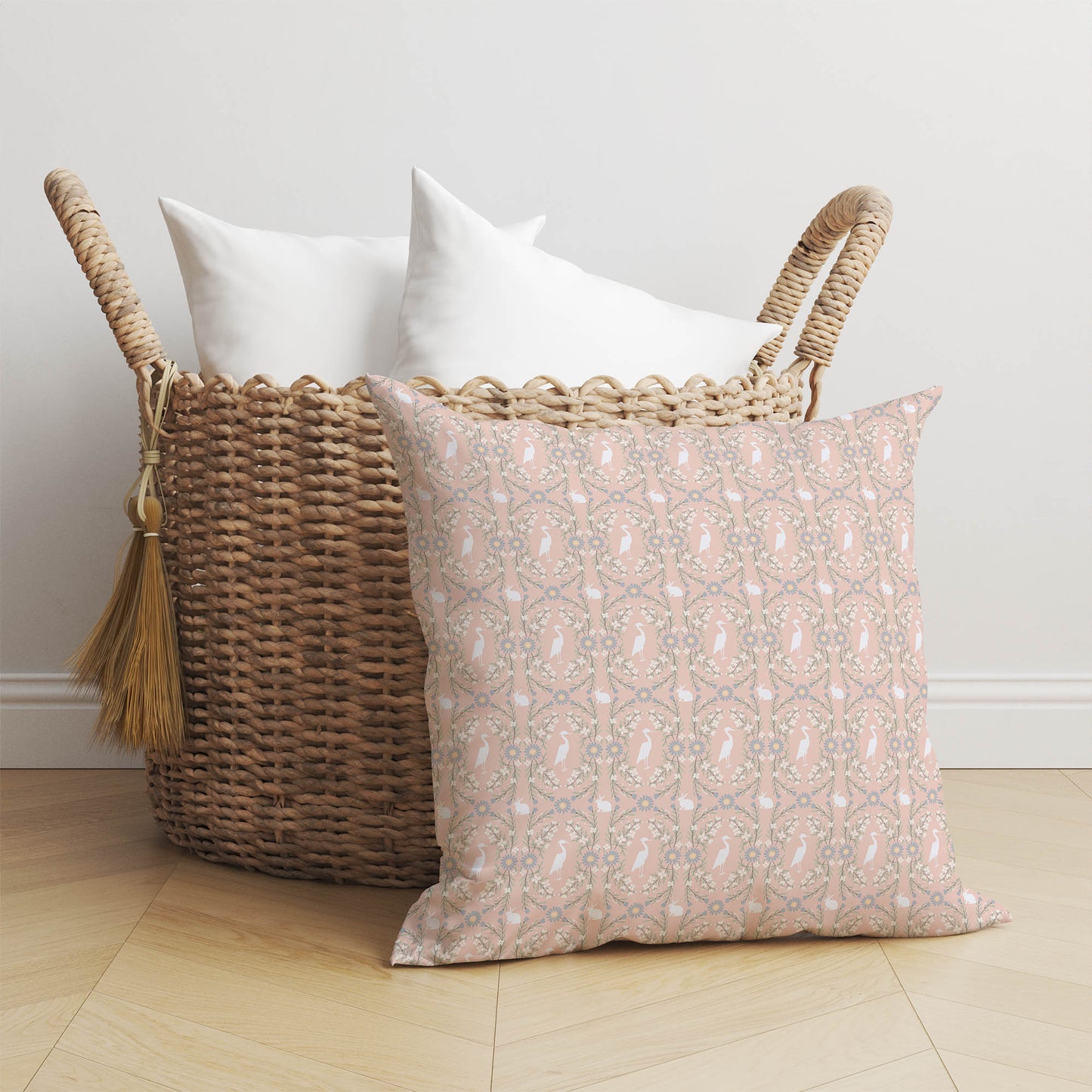 Storks & Bunnies Throw Pillow