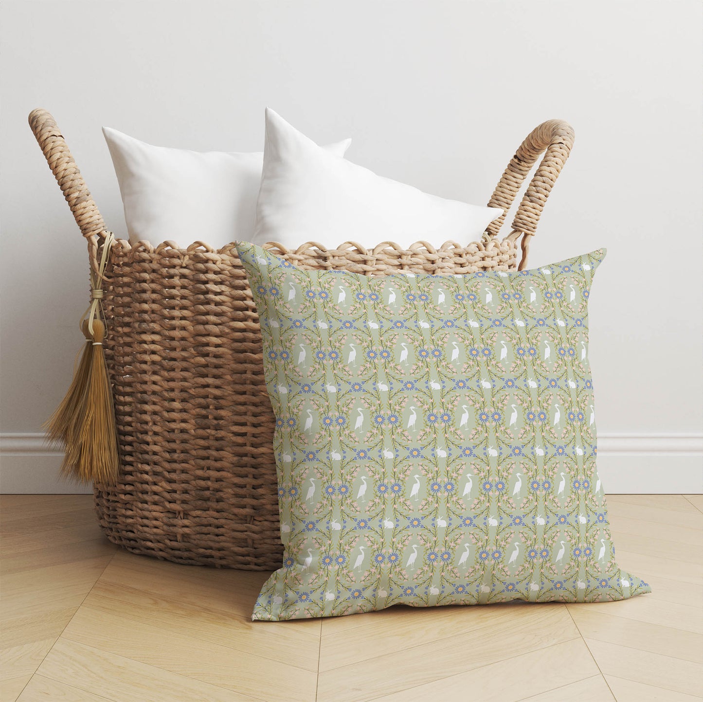 Storks & Bunnies Throw Pillow