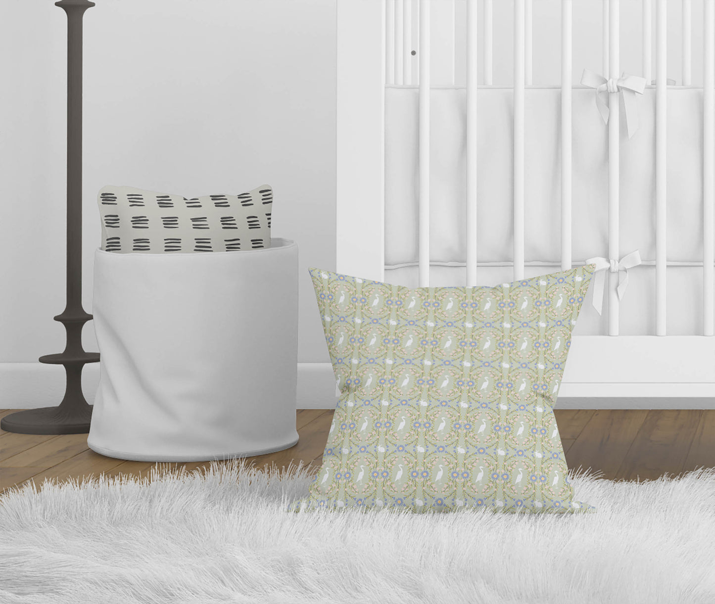 Storks & Bunnies Throw Pillow