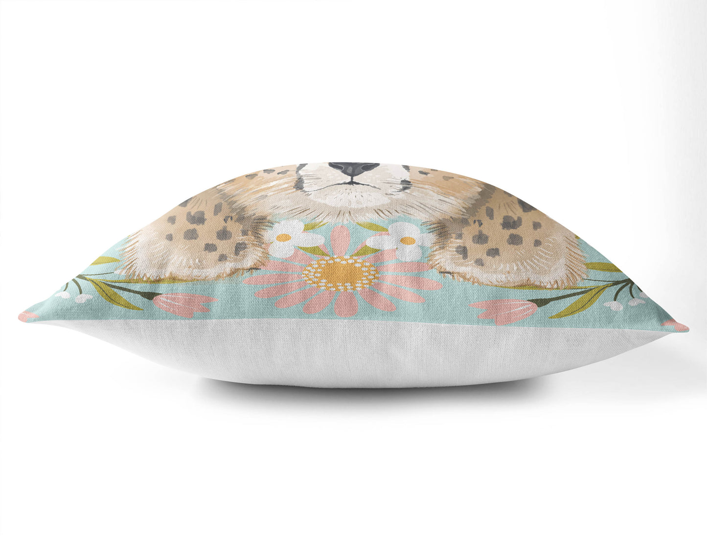 Lil Lying Leopard Flowers Throw Pillow