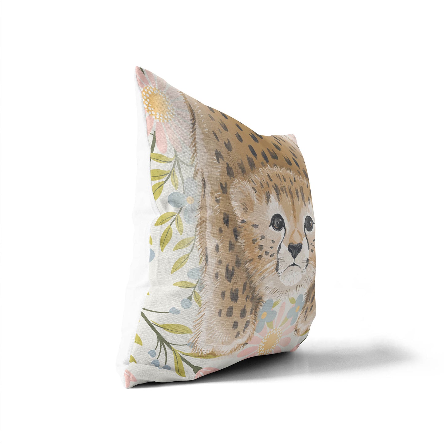 Lil Lying Leopard Flowers Throw Pillow
