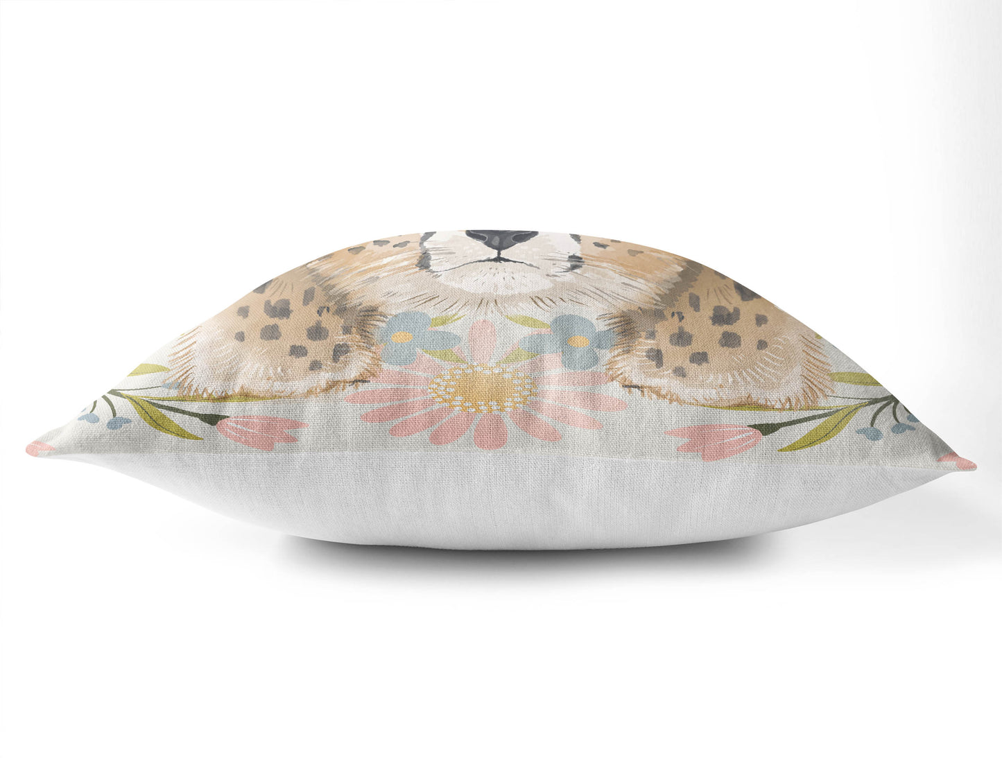 Lil Lying Leopard Flowers Throw Pillow