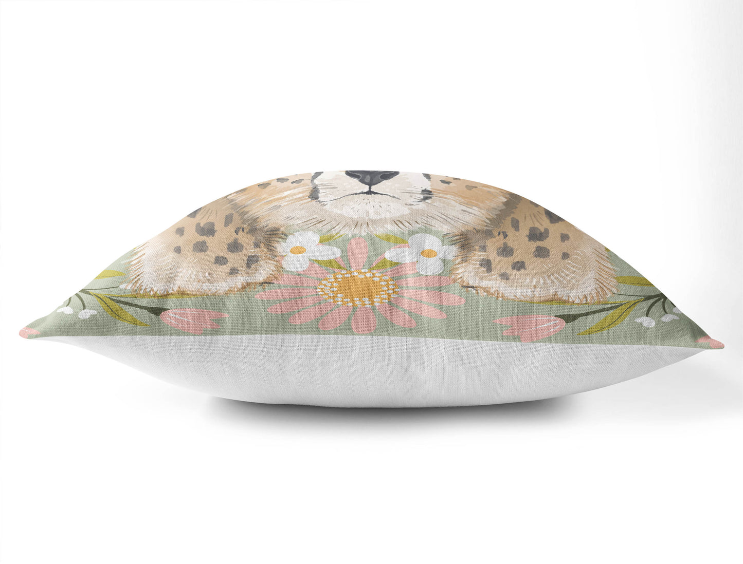 Lil Lying Leopard Flowers Throw Pillow