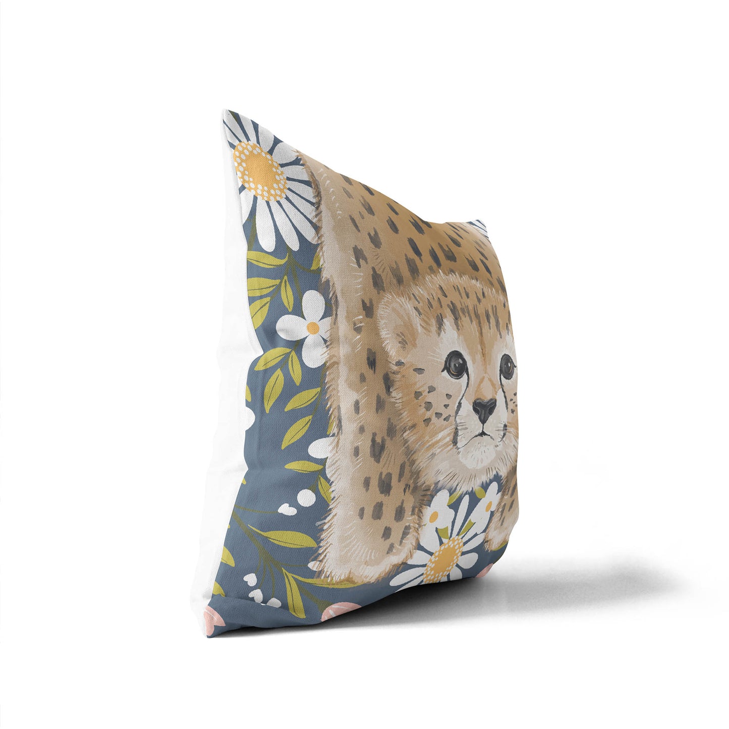 Lil Lying Leopard Flowers Throw Pillow