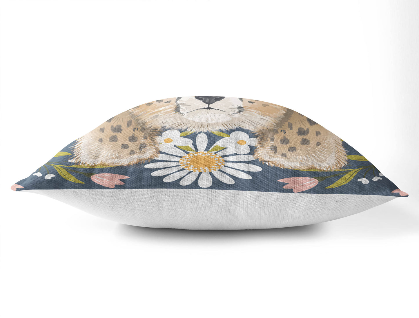 Lil Lying Leopard Flowers Throw Pillow
