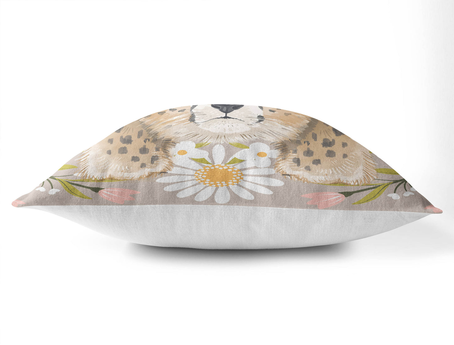 Lil Lying Leopard Flowers Throw Pillow