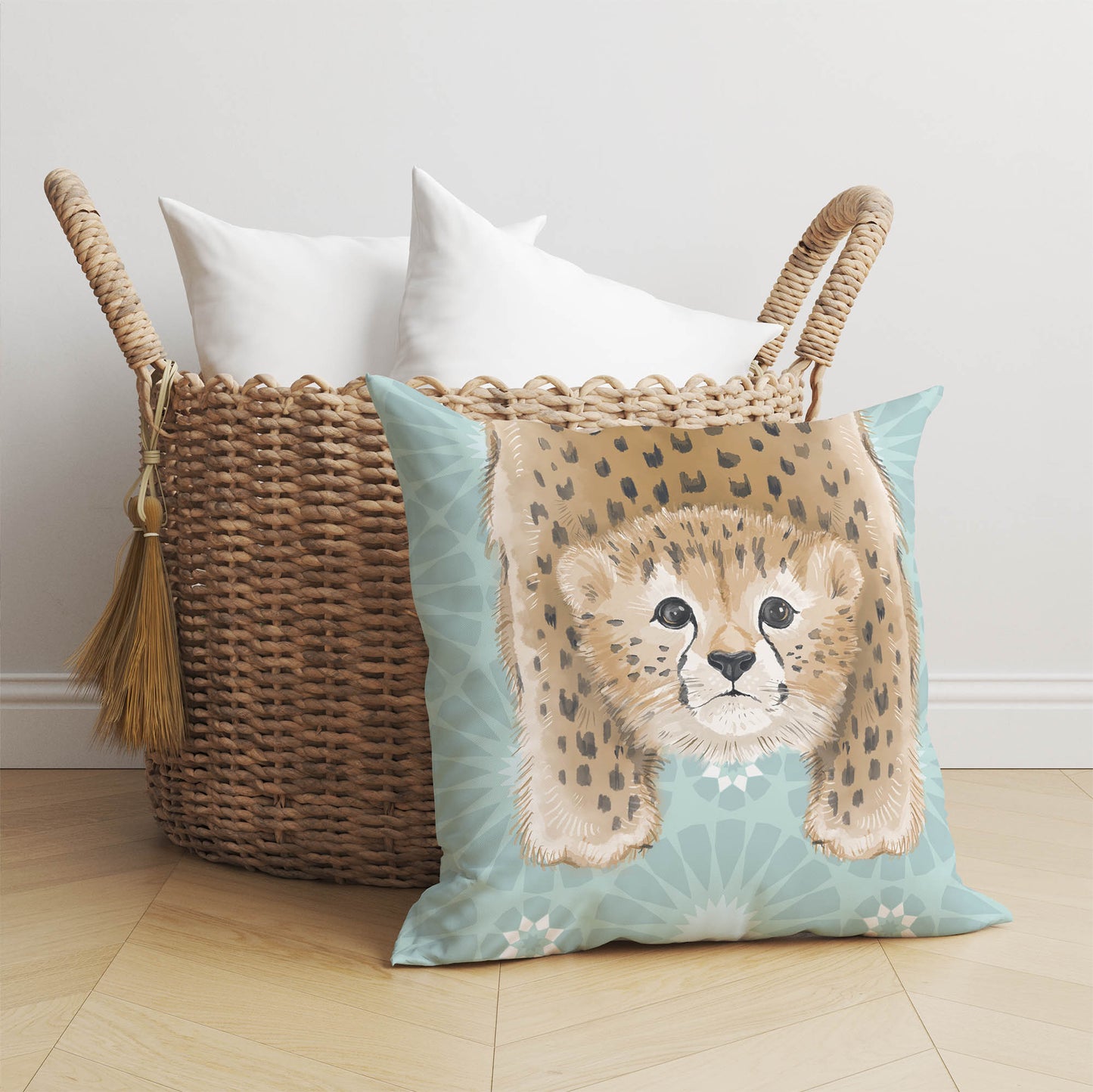 Lil Lying Leopard Tile Throw Pillow