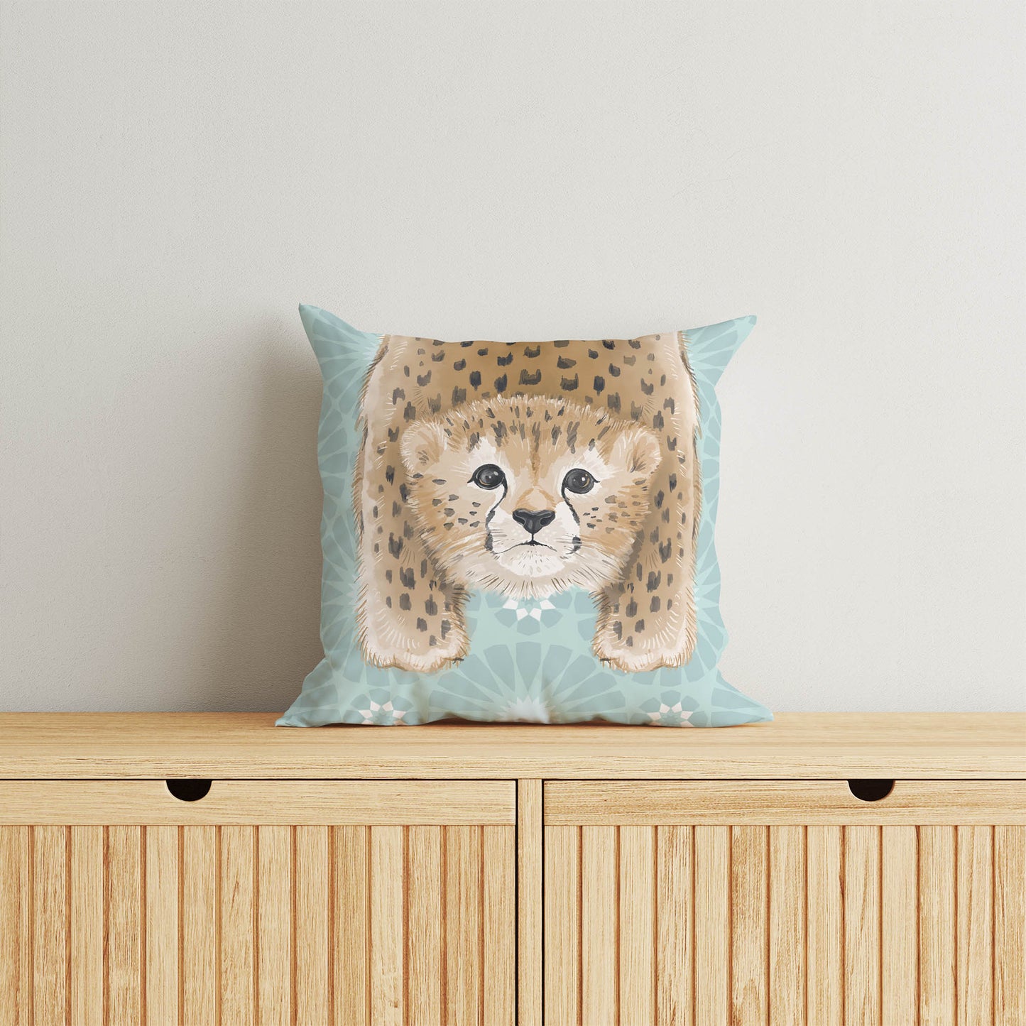 Lil Lying Leopard Tile Throw Pillow