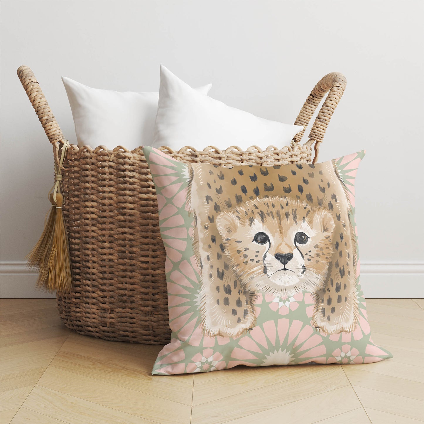 Lil Lying Leopard Tile Throw Pillow