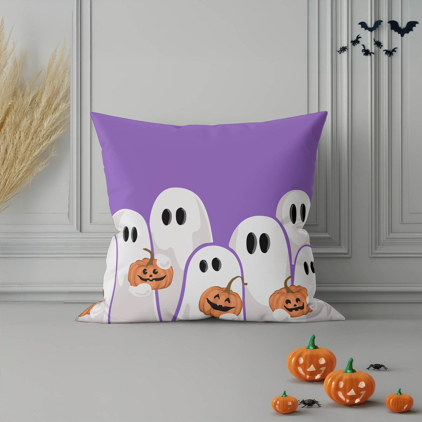 Ghosts & Pumpkins Decorative Seasonal Throw Pillow