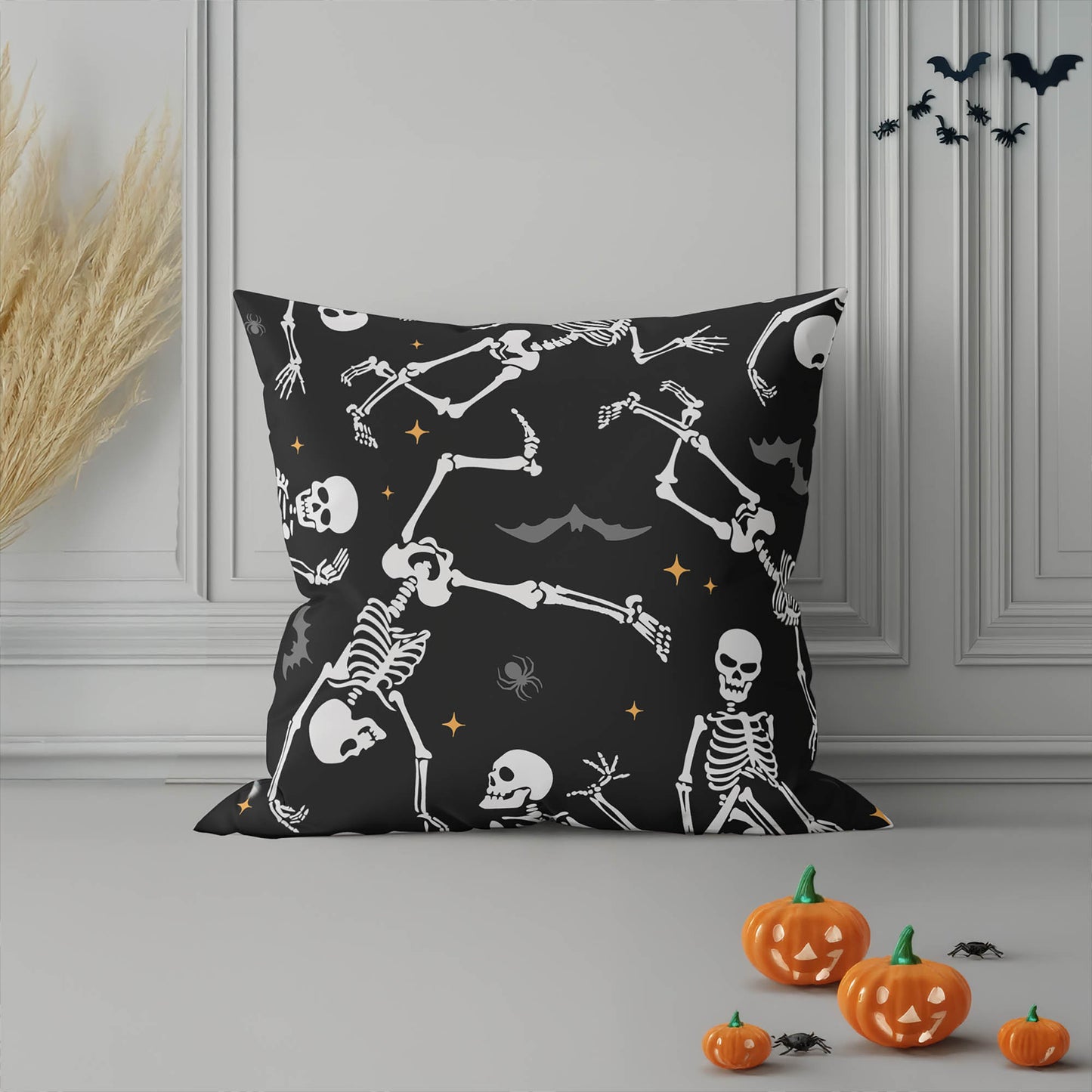 Skeleton Boogie Decorative Seasonal Throw Pillow