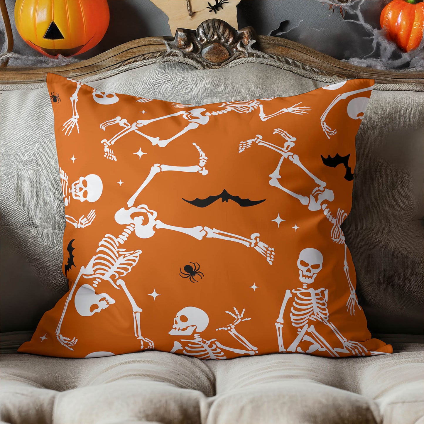 Skeleton Boogie Decorative Seasonal Throw Pillow