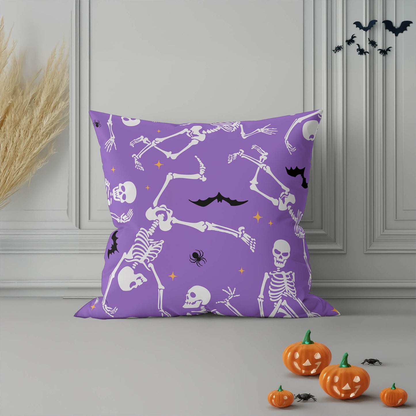 Skeleton Boogie Decorative Seasonal Throw Pillow
