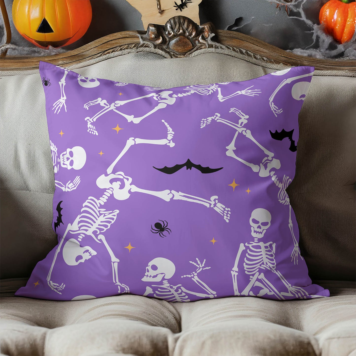 Skeleton Boogie Decorative Seasonal Throw Pillow