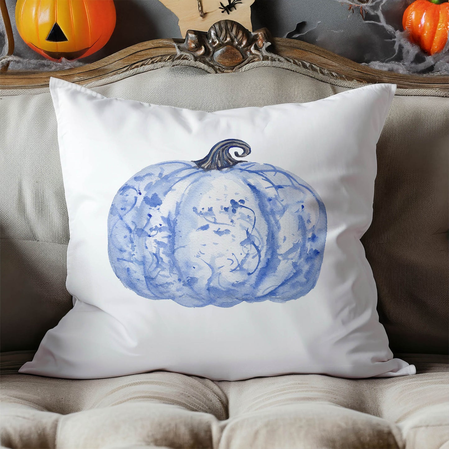 Blue Toile Decorative Seasonal Throw Pillow