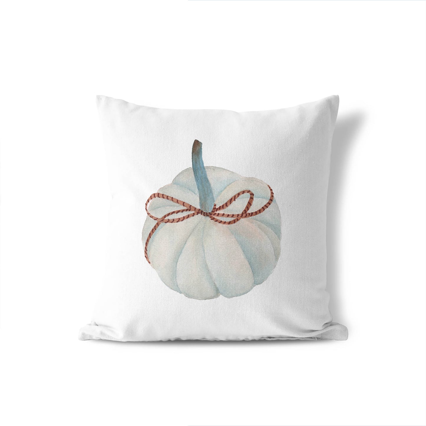 Frosted Pumpkin with Bow Decorative Seasonal Throw Pillow