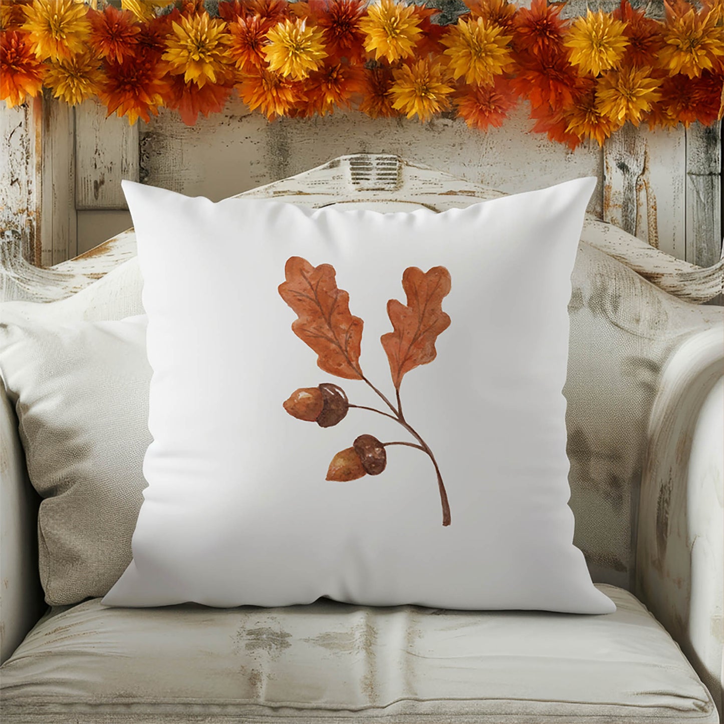 Oak & Acorn Decorative Seasonal Throw Pillow