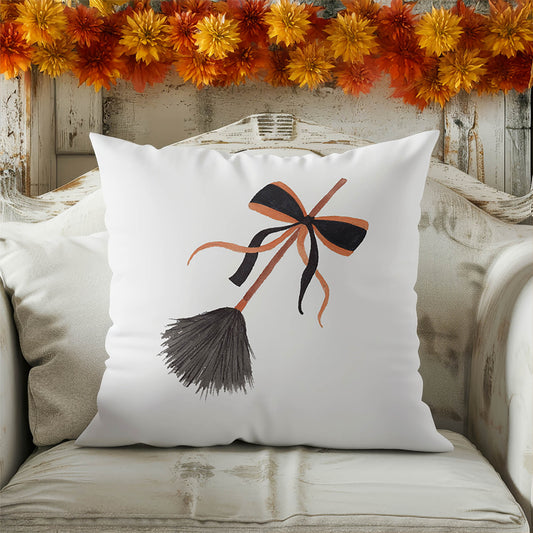 Witch's Broom Decorative Seasonal Throw Pillow