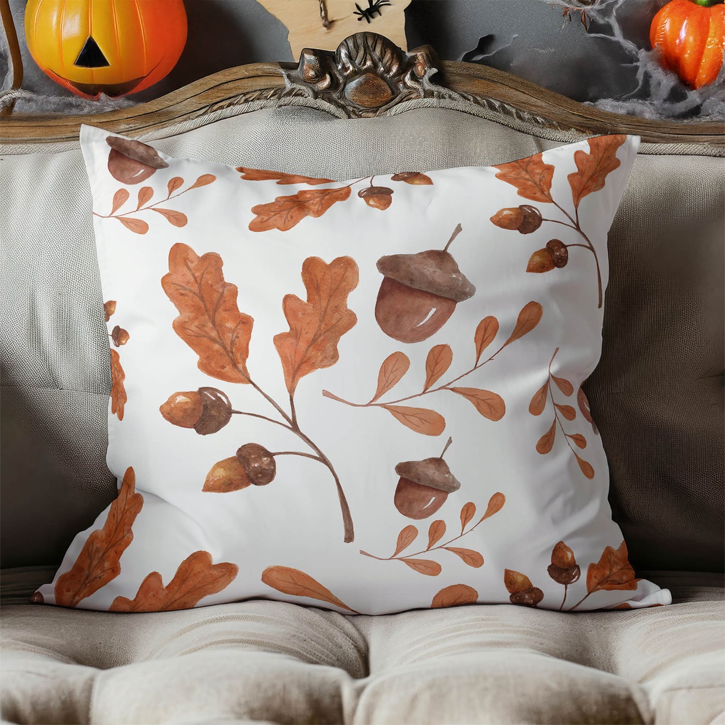 Acorn Flurry Decorative Seasonal Throw Pillow