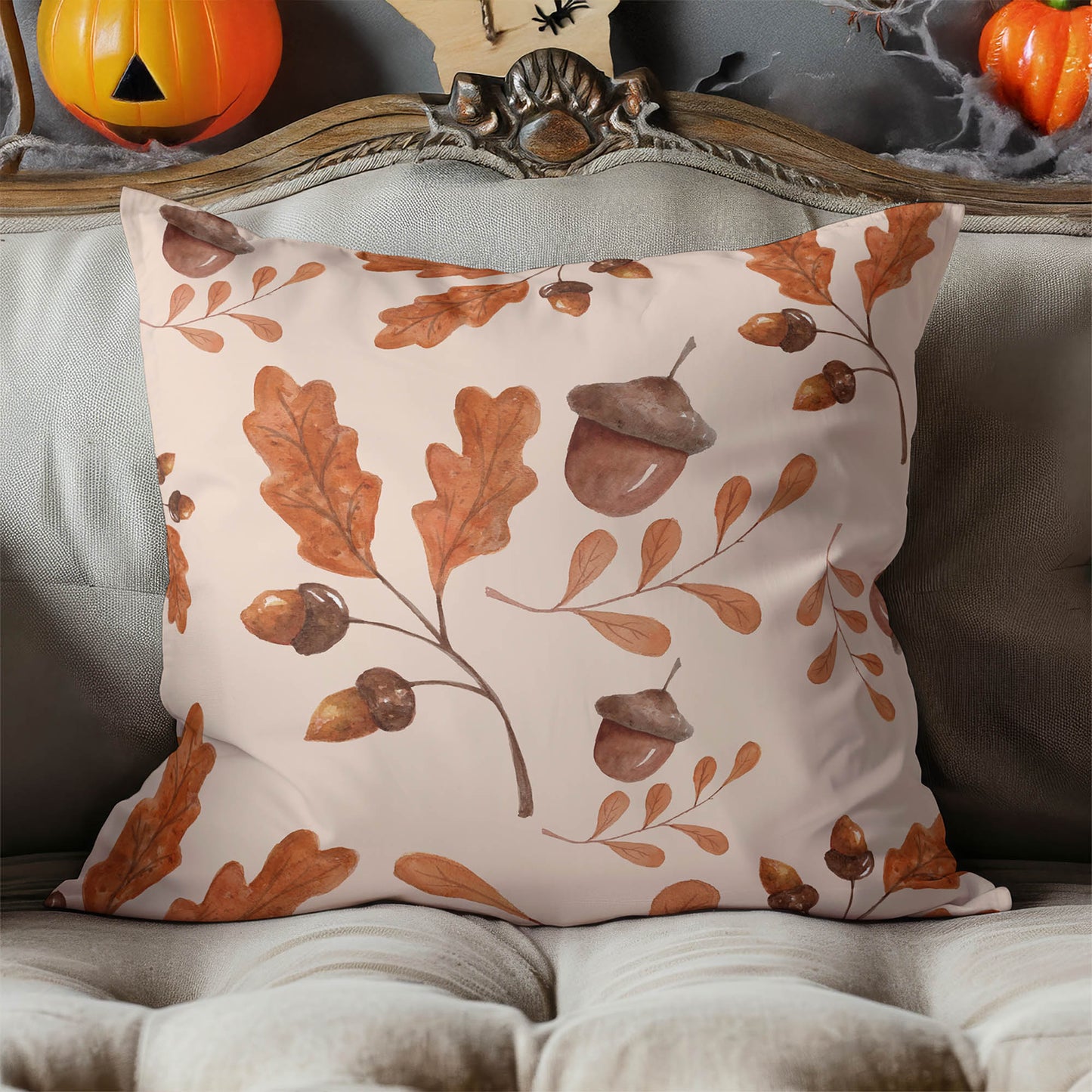 Acorn Flurry Decorative Seasonal Throw Pillow