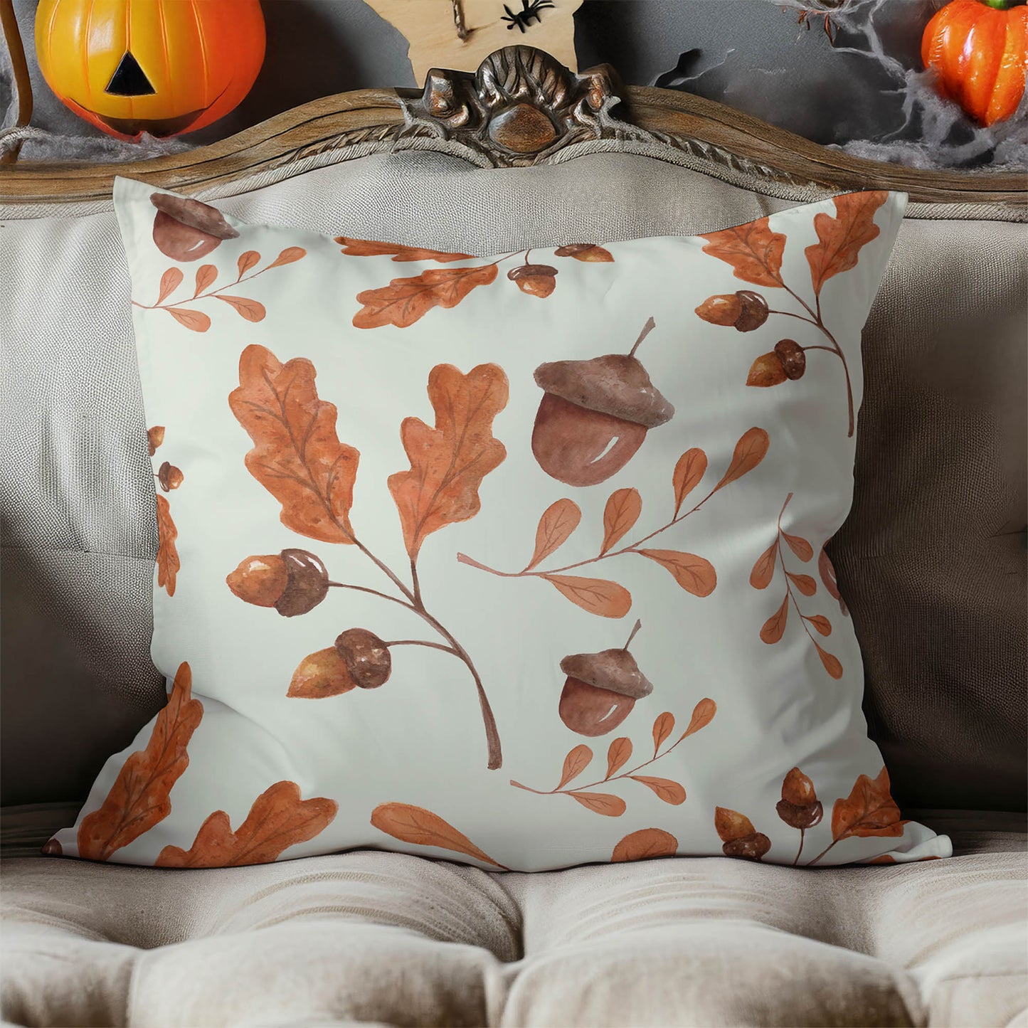 Acorn Flurry Decorative Seasonal Throw Pillow