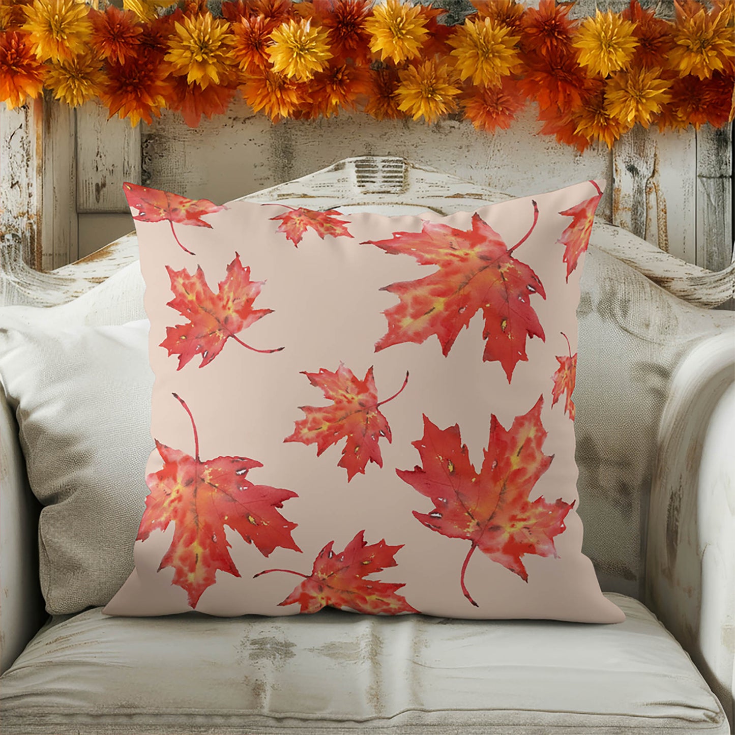 Fireleaf Pattern Decorative Seasonal Throw Pillow