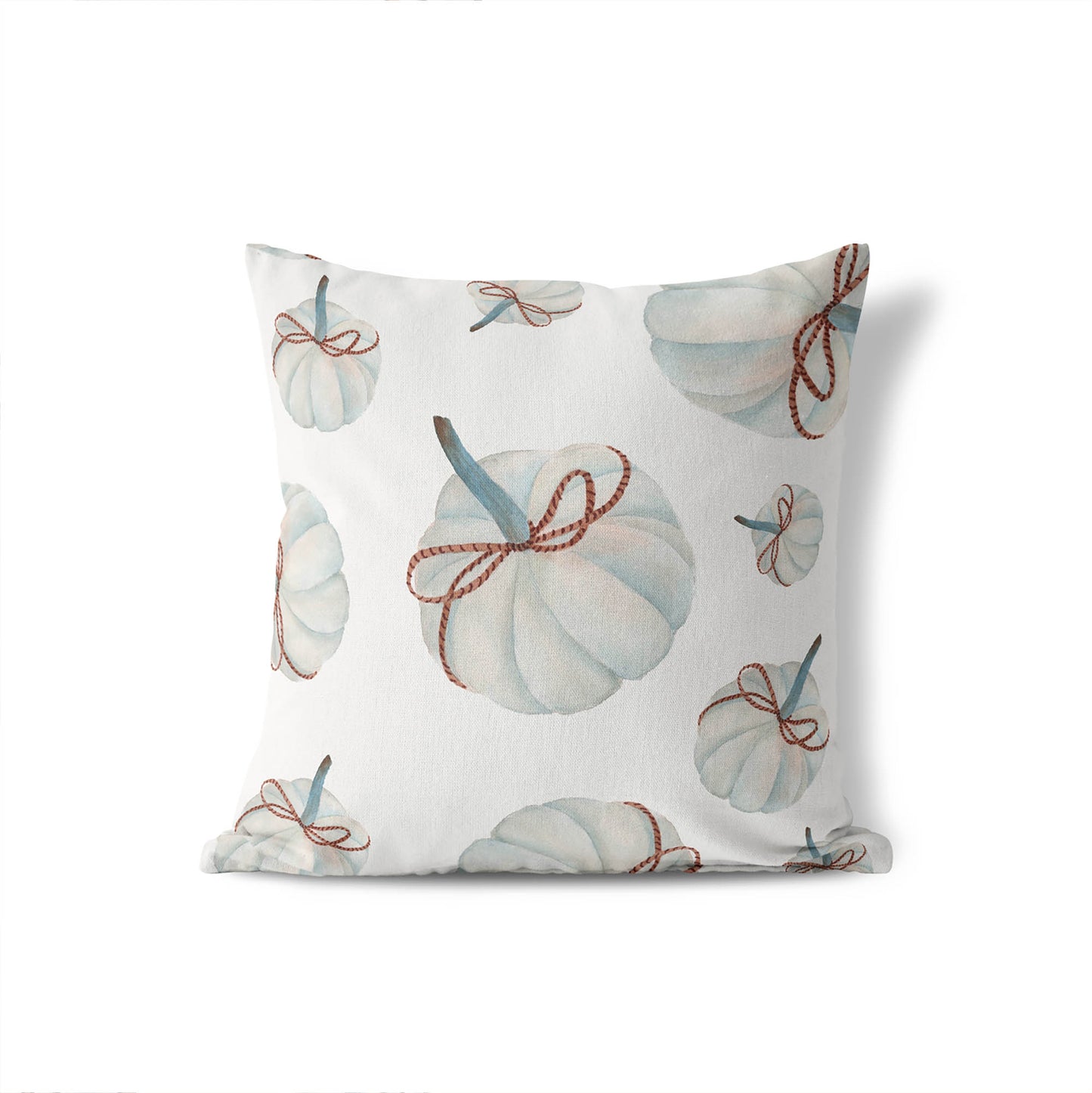 Frosted Pumpkin with Bow Decorative Seasonal Throw Pillow