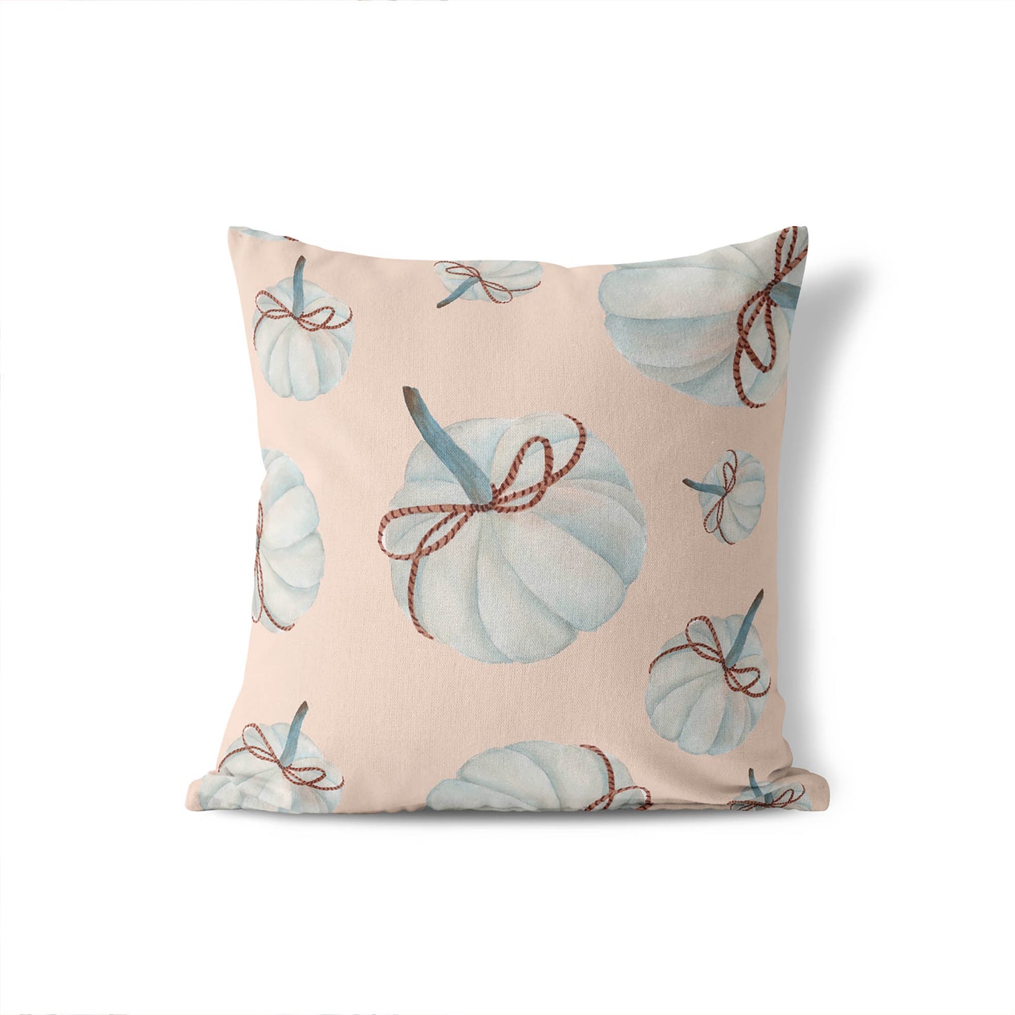 Frosted Pumpkin with Bow Decorative Seasonal Throw Pillow