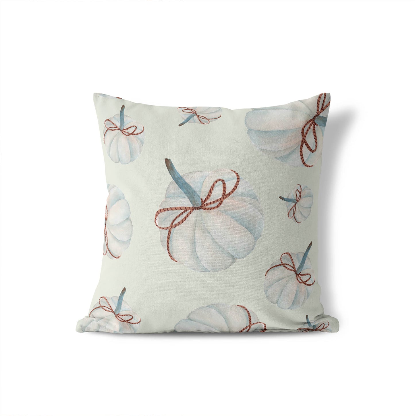 Frosted Pumpkin with Bow Decorative Seasonal Throw Pillow