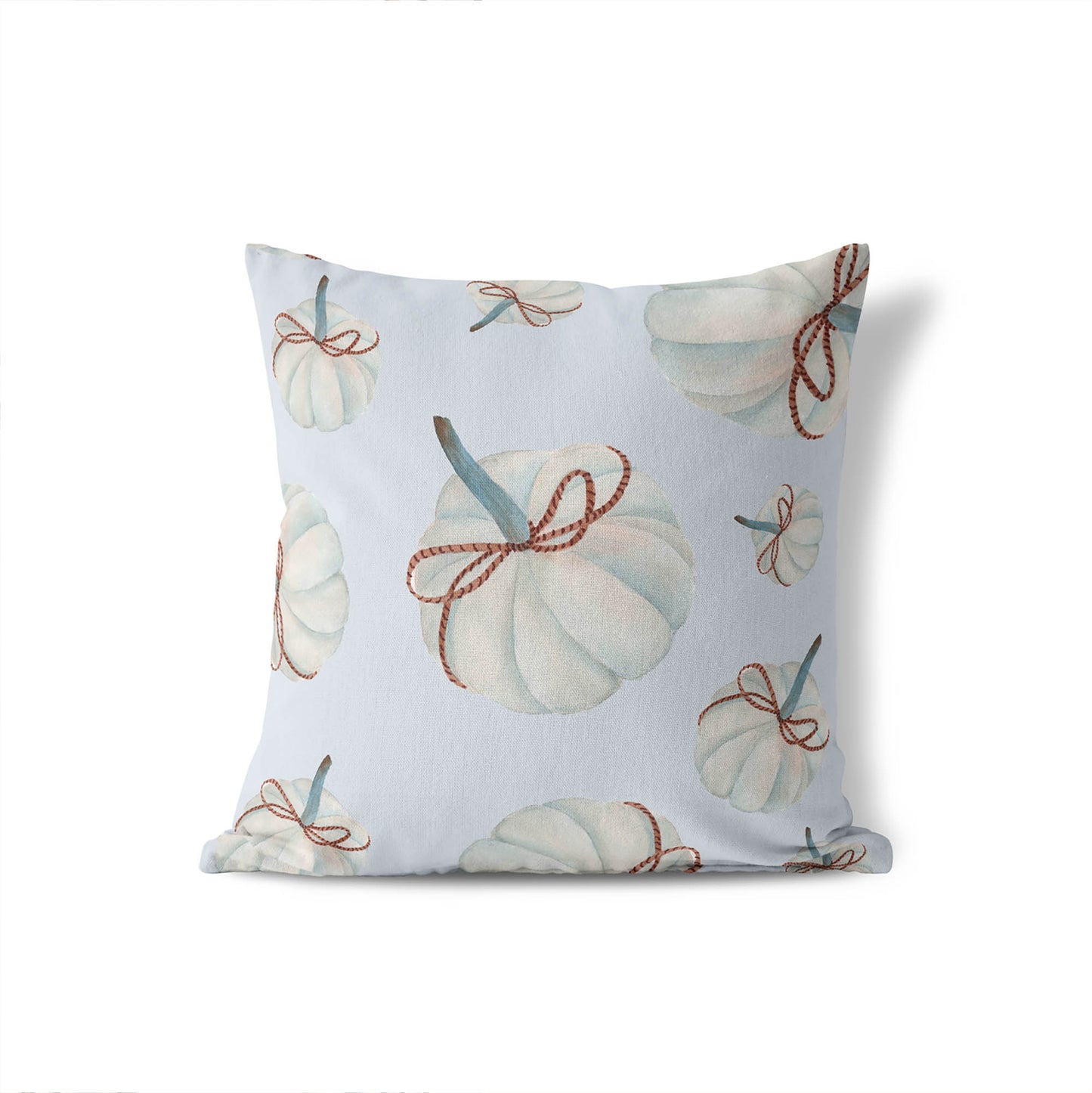 Frosted Pumpkin with Bow Decorative Seasonal Throw Pillow