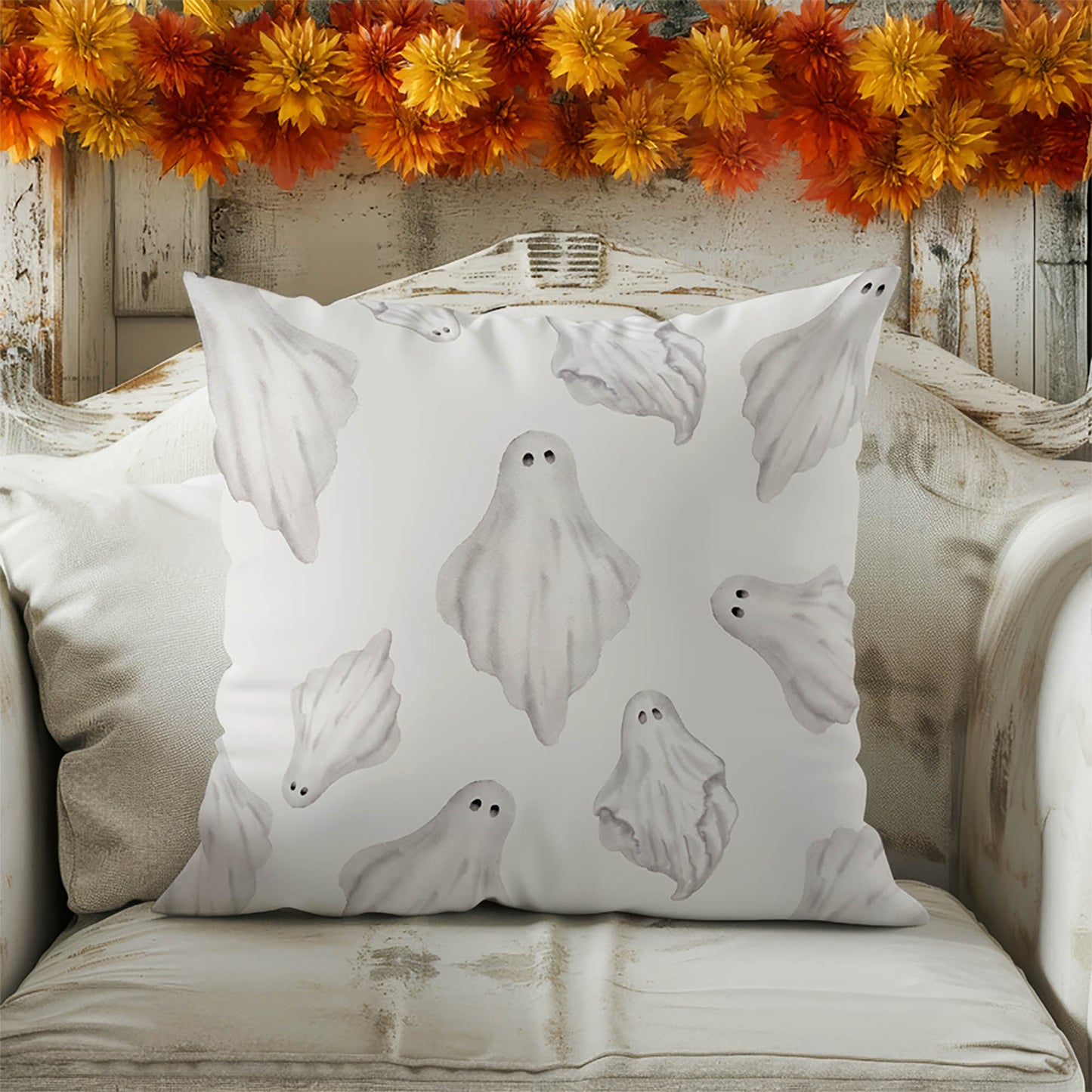 Spooky Ghosts Decorative Seasonal Throw Pillow