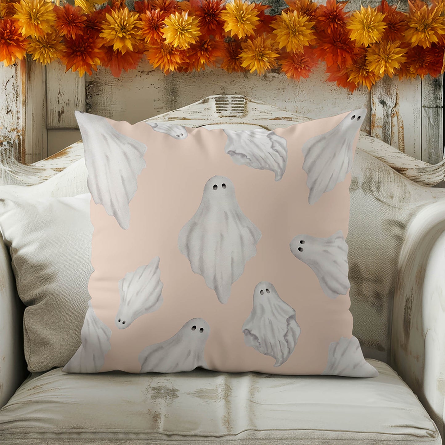 Spooky Ghosts Decorative Seasonal Throw Pillow
