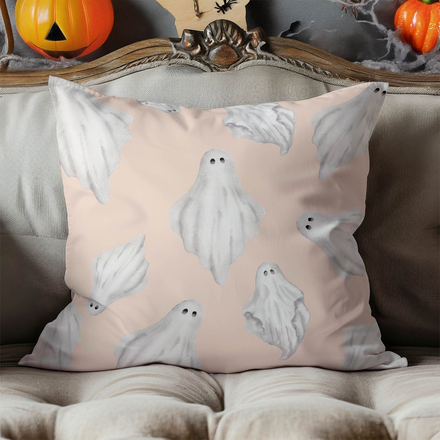 Spooky Ghosts Decorative Seasonal Throw Pillow