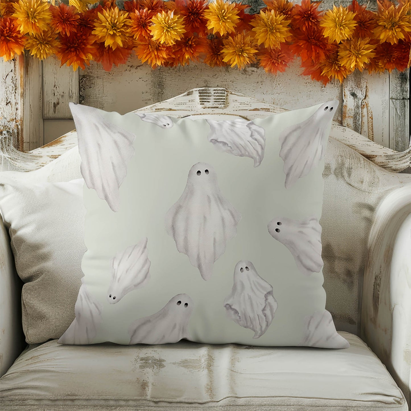 Spooky Ghosts Decorative Seasonal Throw Pillow