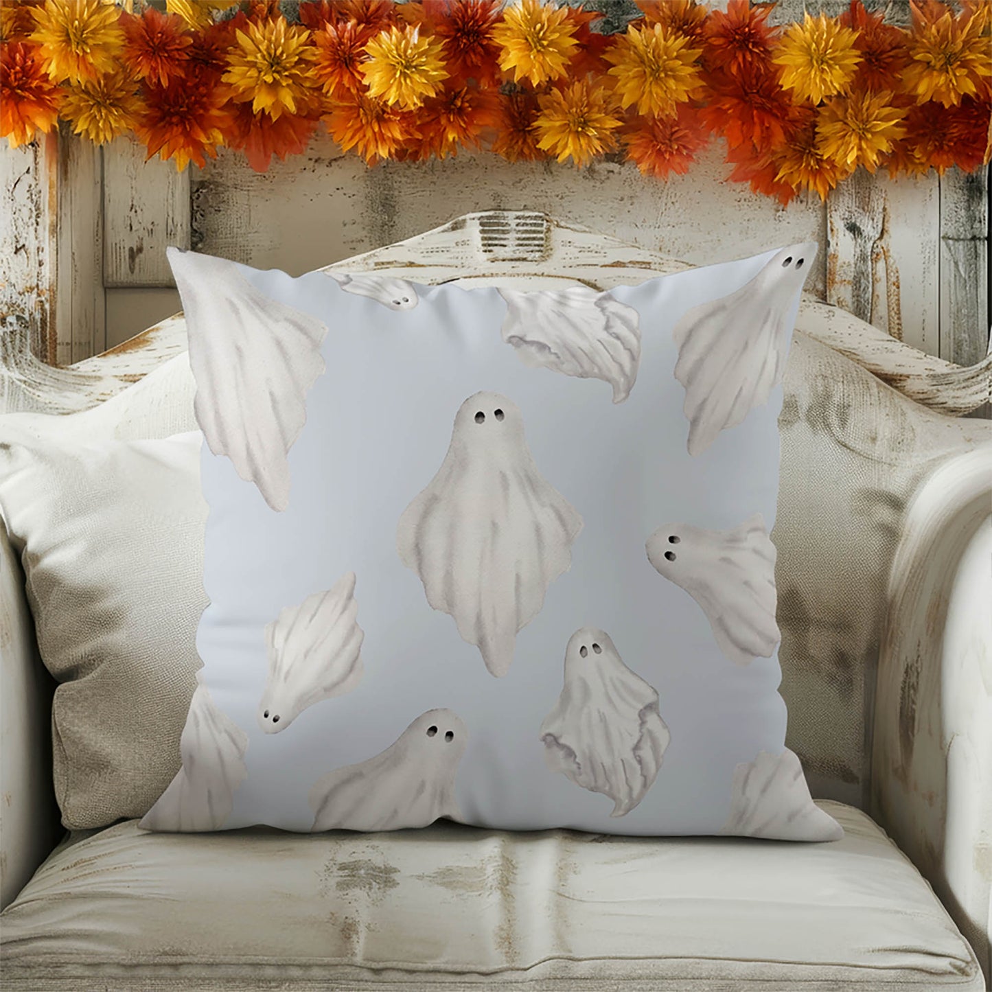 Spooky Ghosts Decorative Seasonal Throw Pillow