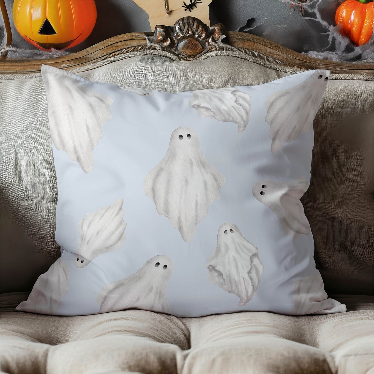 Spooky Ghosts Decorative Seasonal Throw Pillow