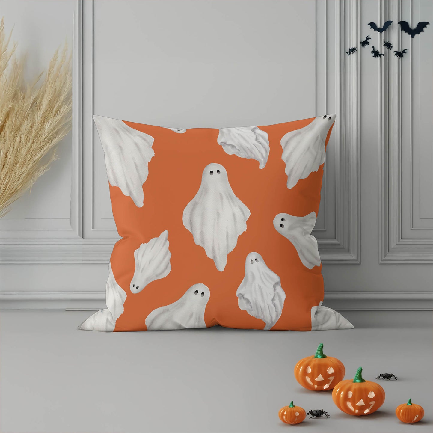 Spooky Ghost Decorative Seasonal Throw Pillow