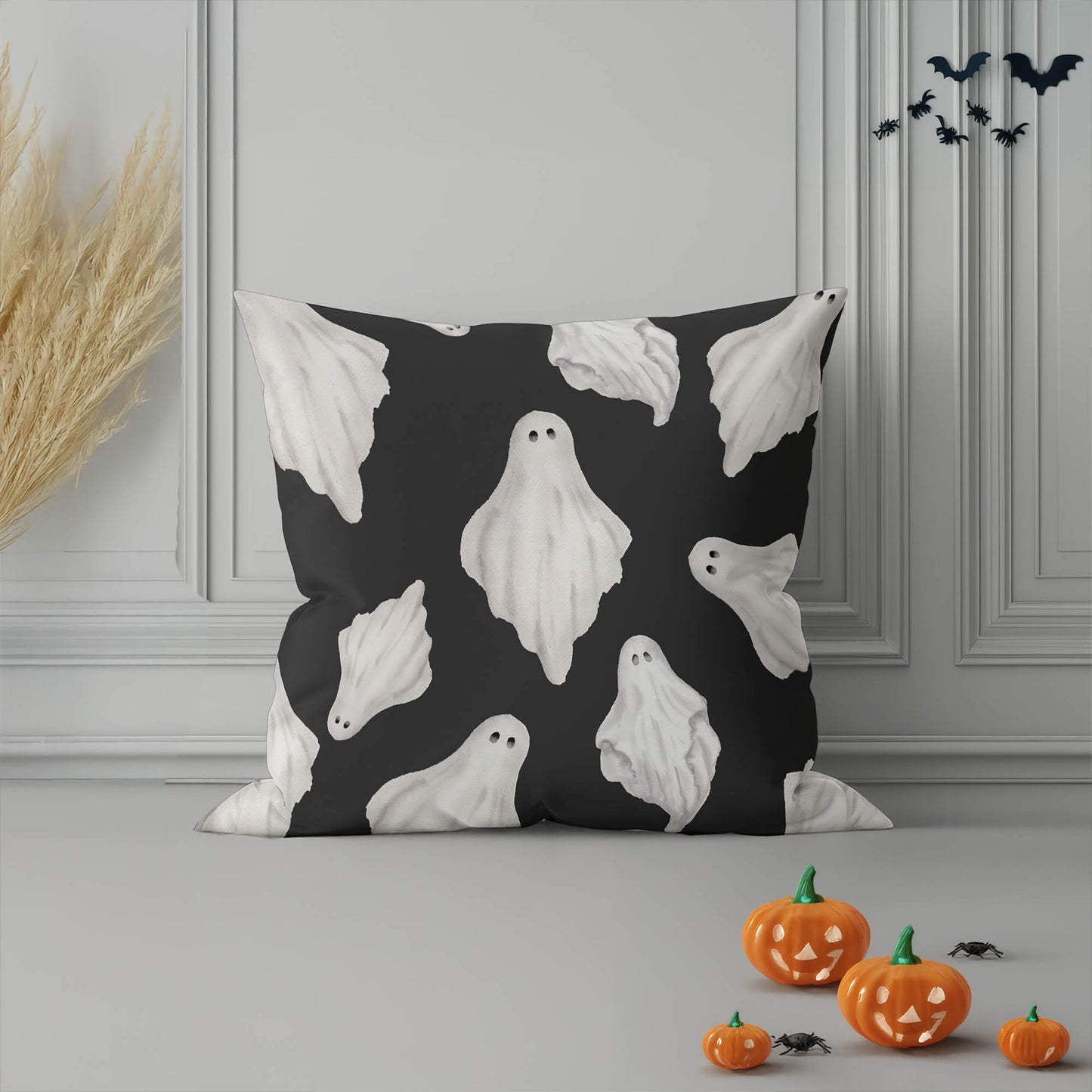 Spooky Ghost Decorative Seasonal Throw Pillow