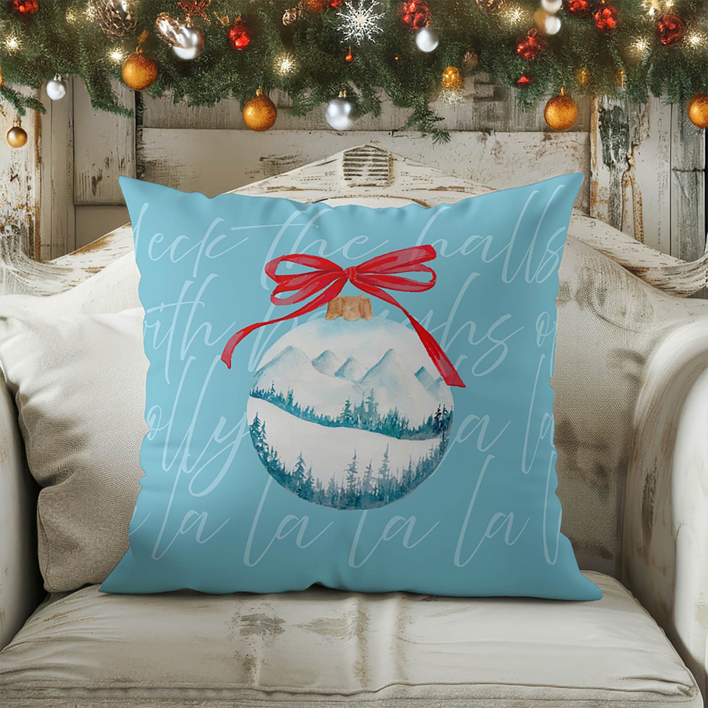 Deck the halls Decorative Seasonal Throw Pillow