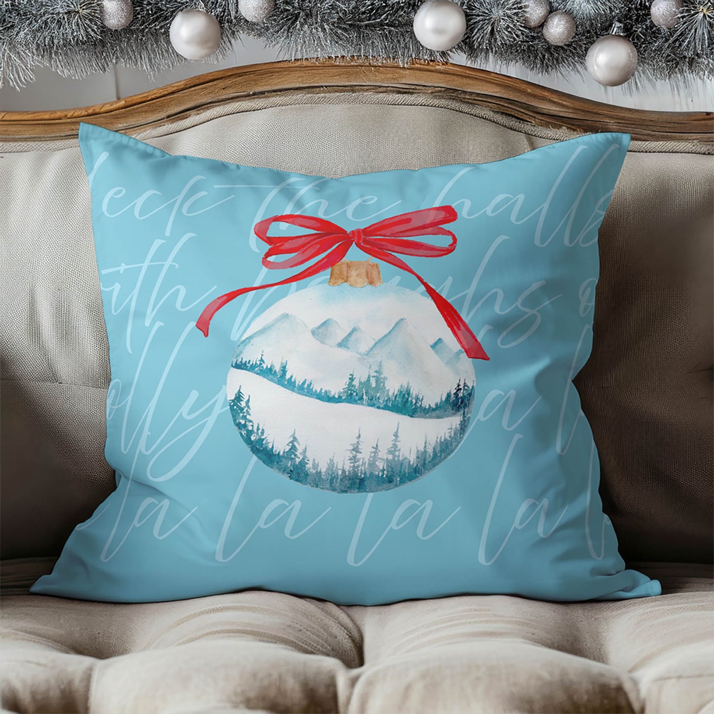 Deck the halls Decorative Seasonal Throw Pillow