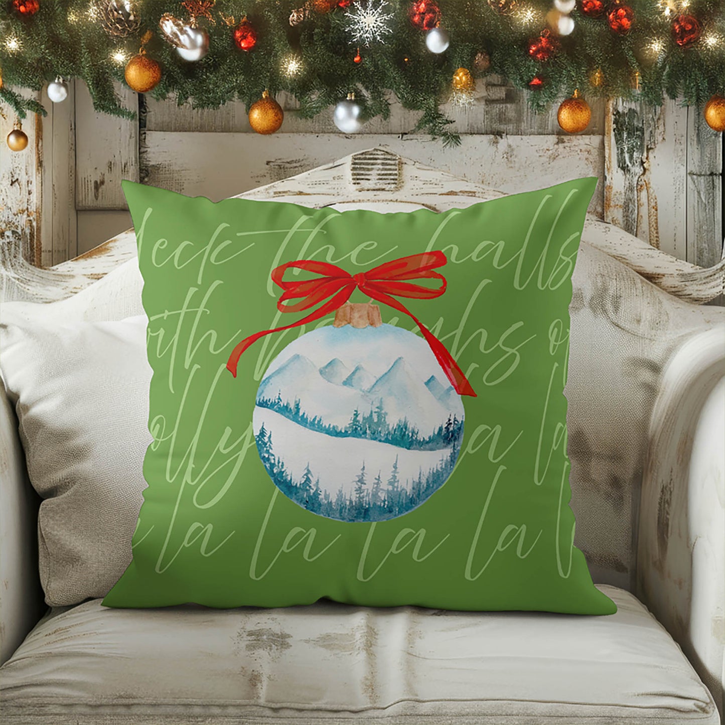Deck the halls Decorative Seasonal Throw Pillow