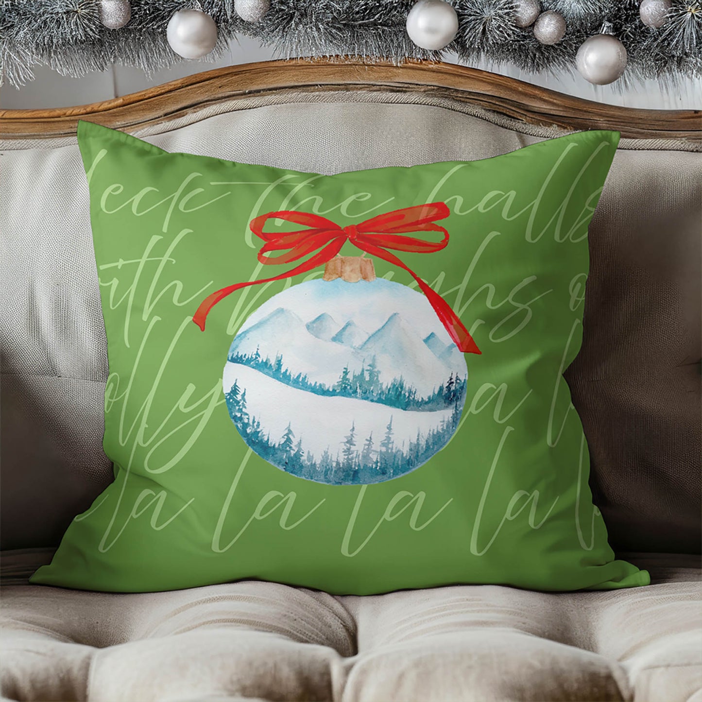 Deck the halls Decorative Seasonal Throw Pillow