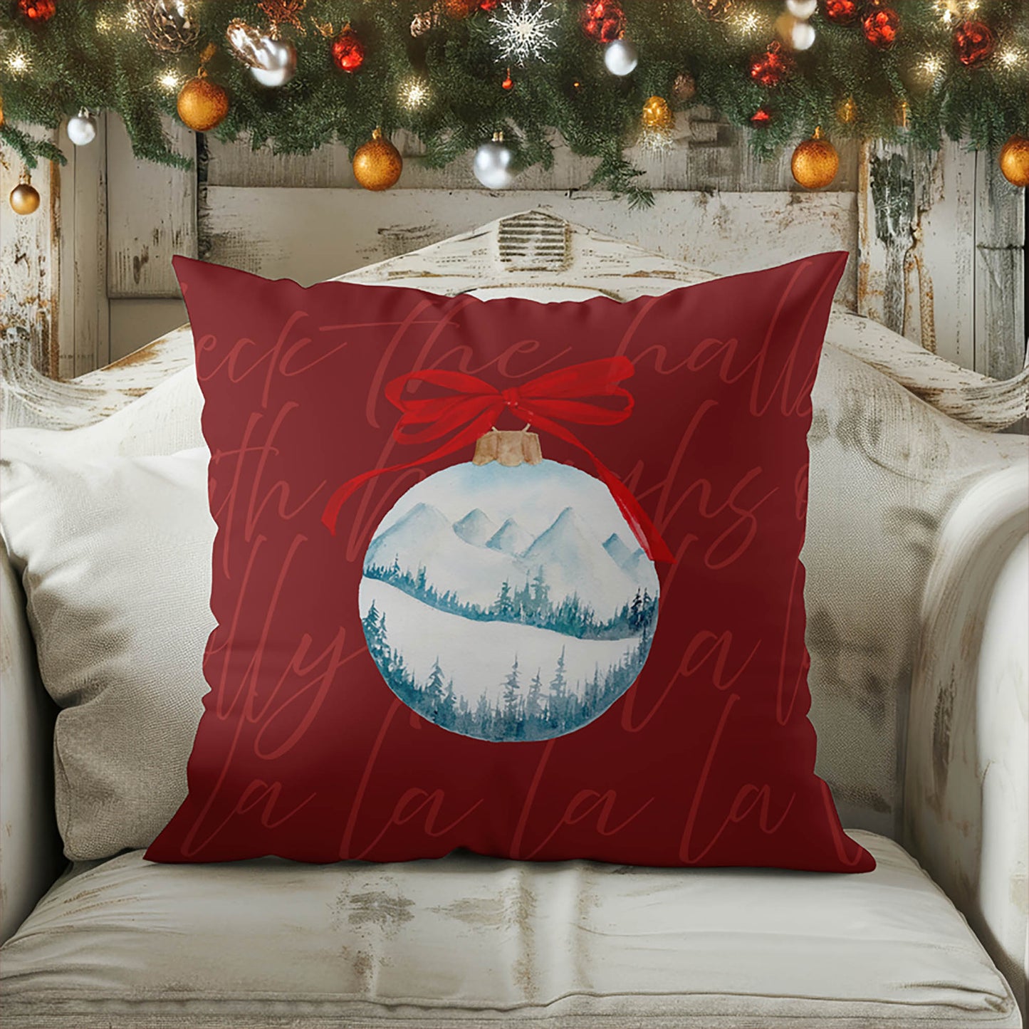 Deck the halls Decorative Seasonal Throw Pillow