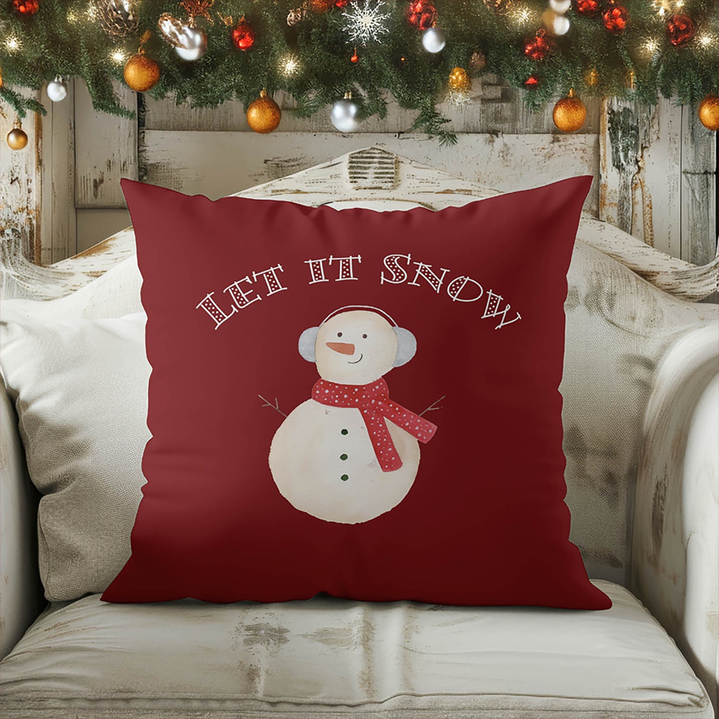 Let it Snow Decorative Seasonal Throw Pillow