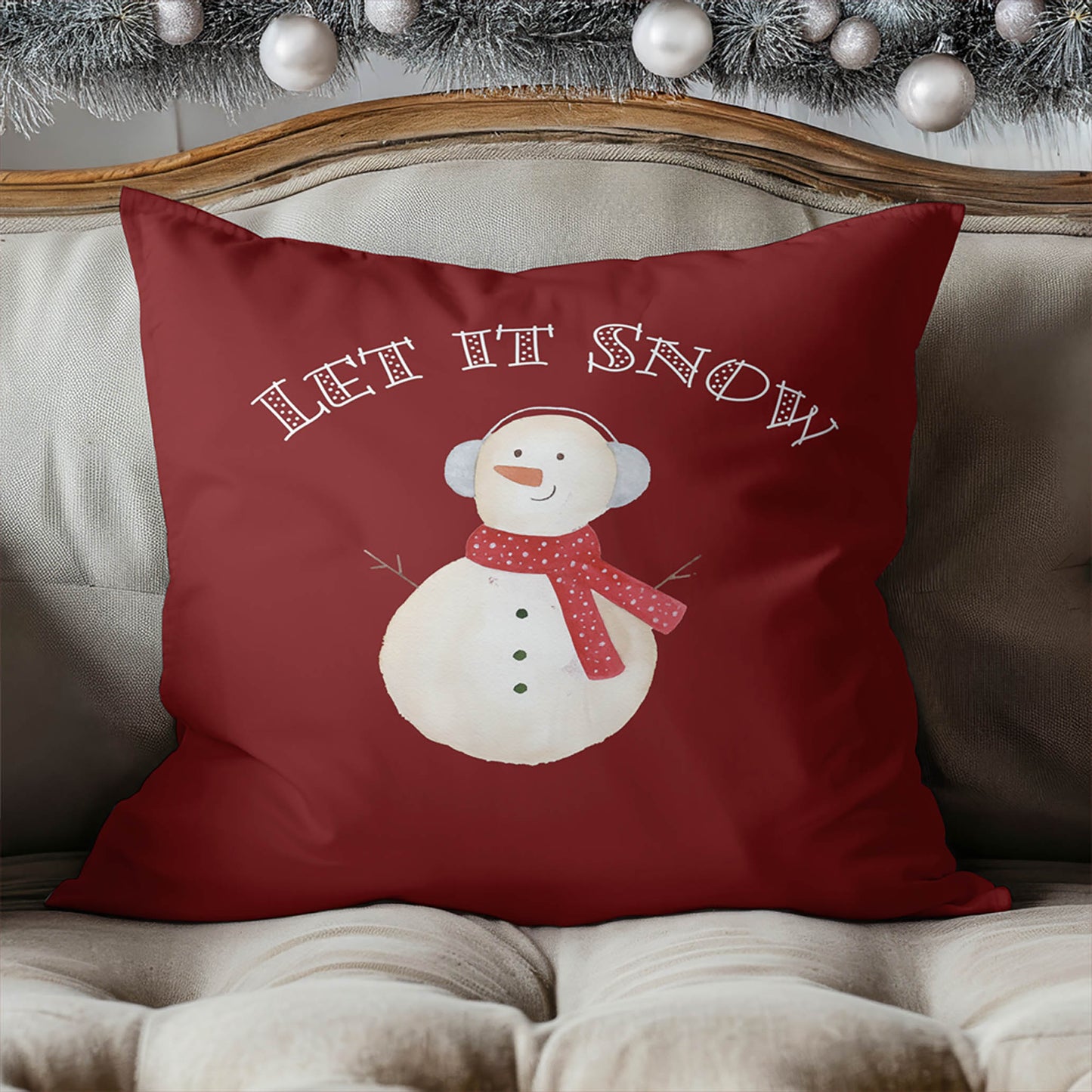 Let it Snow Decorative Seasonal Throw Pillow