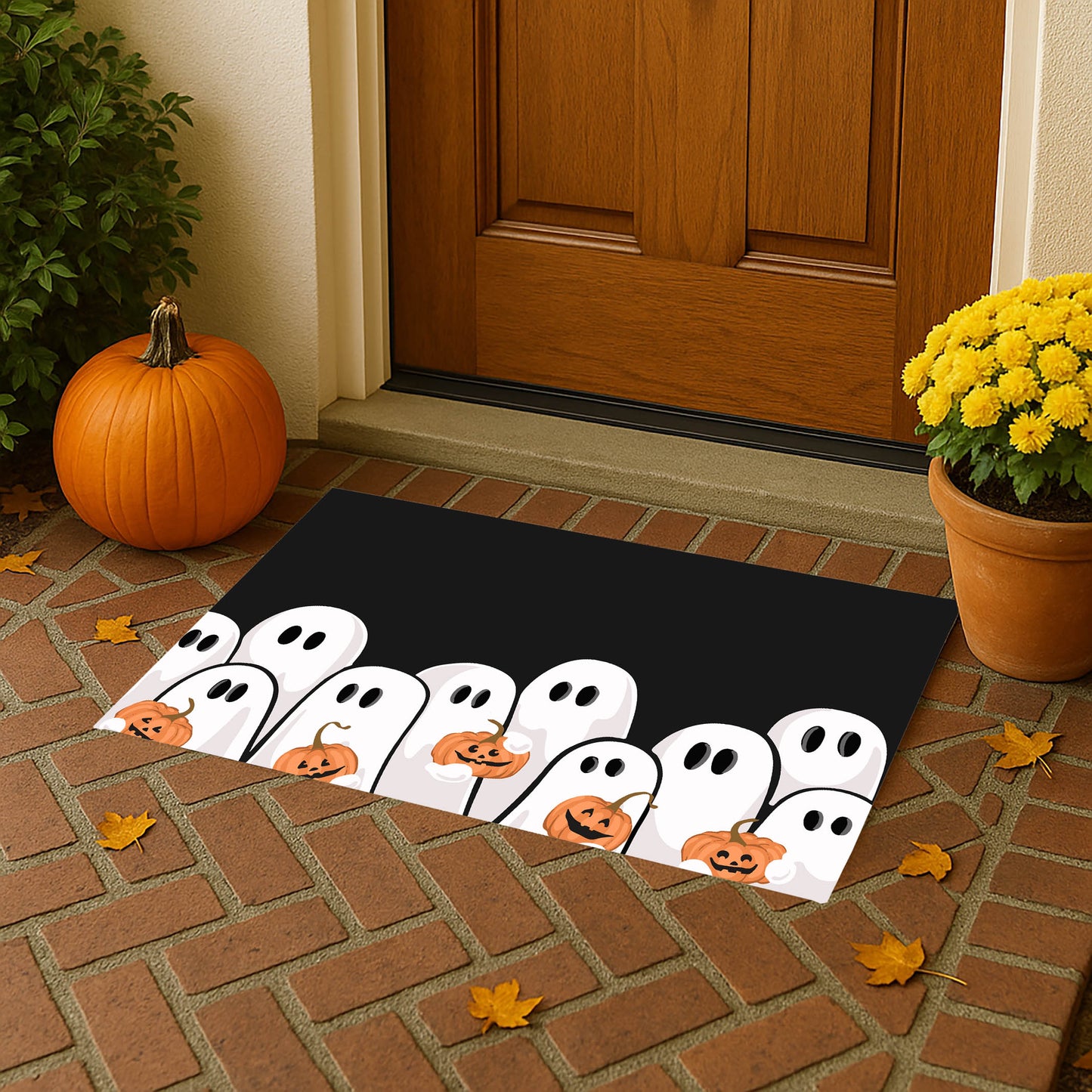 Ghosts & Pumpkins Outdoor Door Mat