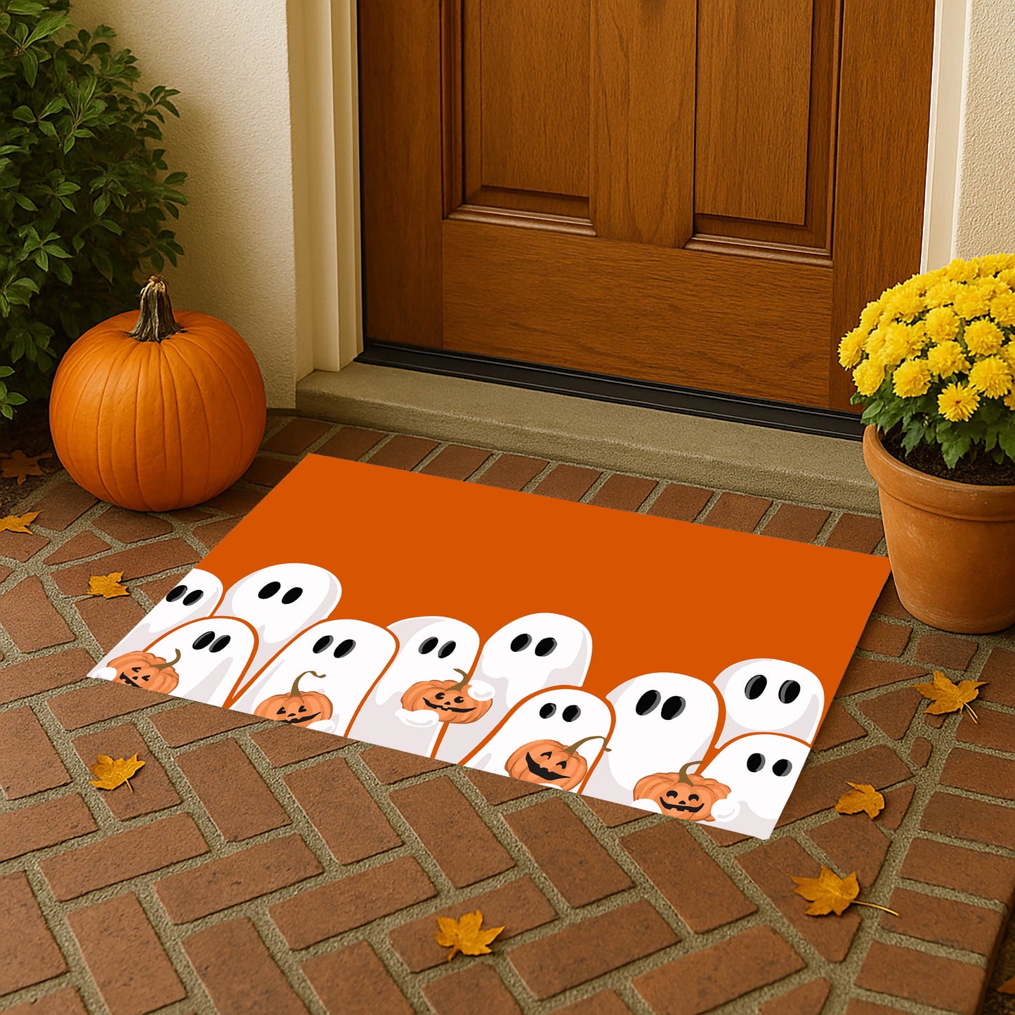 Ghosts & Pumpkins Outdoor Door Mat